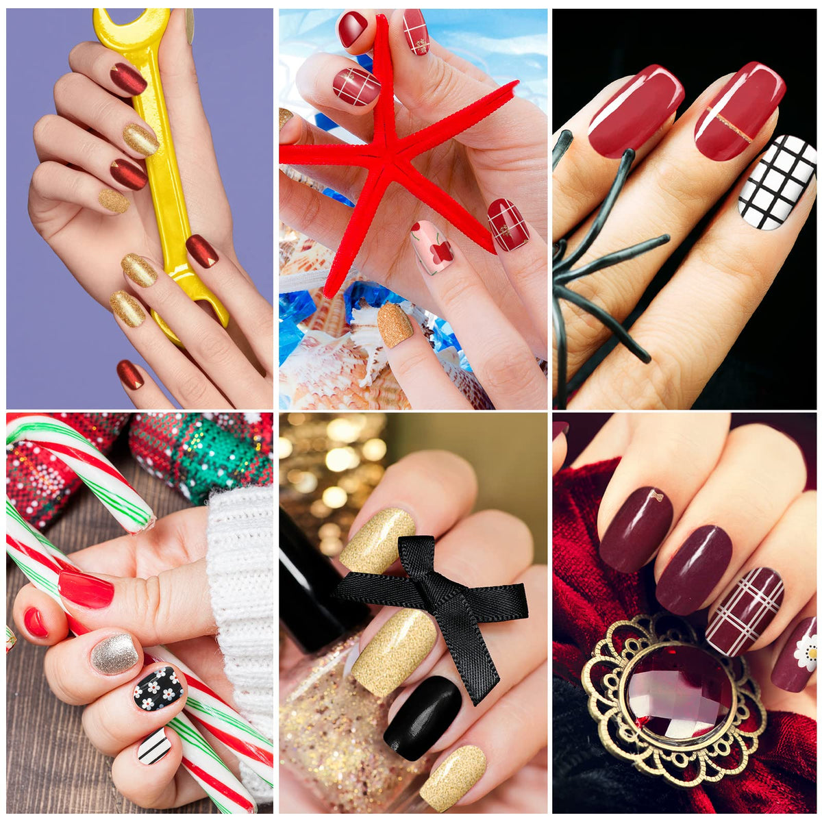 Maitys nails with stickers on natural nails for a chic look