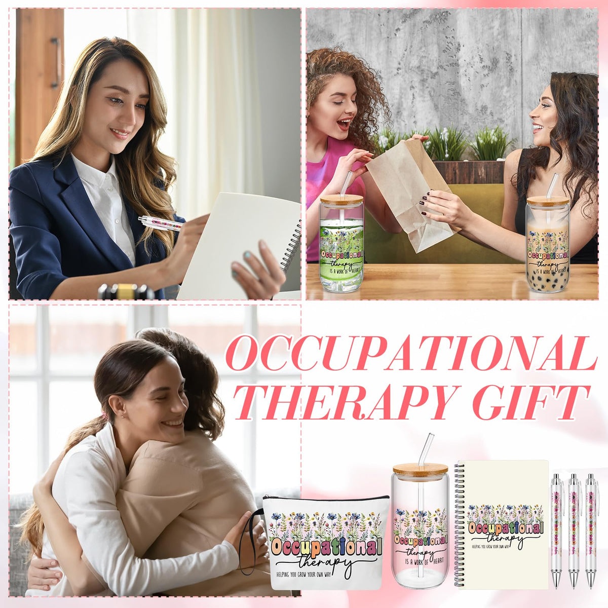 Maitys desk decor featuring flowers and occupational therapy is work of heart