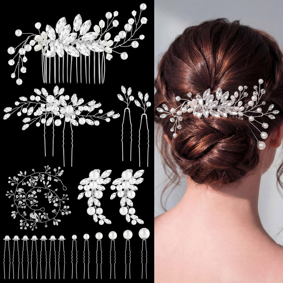 Maitys pearl flower crystal hairpin for brides adds elegant sparkle