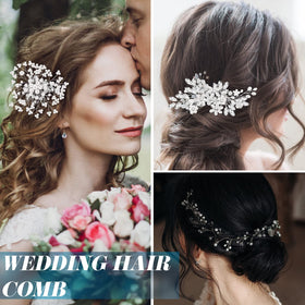 Maitys silver pearl hair pieces catch light for a refined bridal look