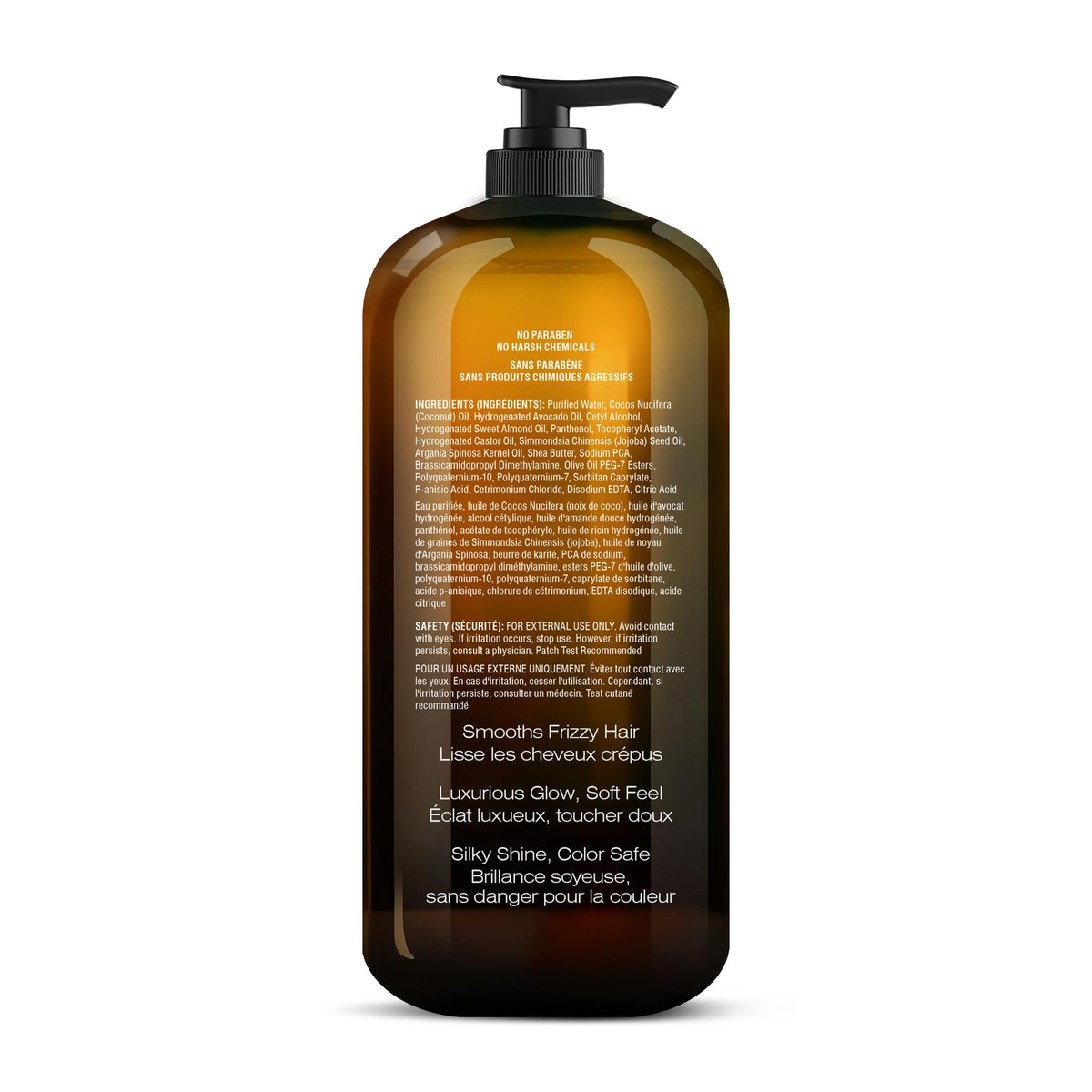 Majestic Pure Avocado Coconut Conditioner shows sulfate-free formula suitable for all hair types.