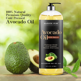 Majestic Pure avocado oil creamy texture nourishes hair without heaviness.