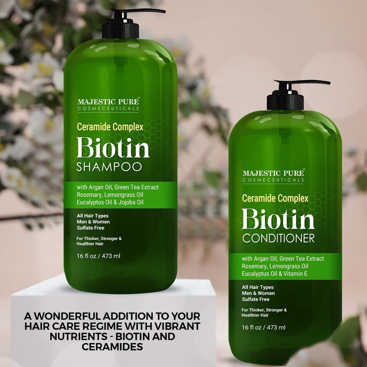 Majestic Pure Biotin Conditioner bottle ready for detangling and conditioning