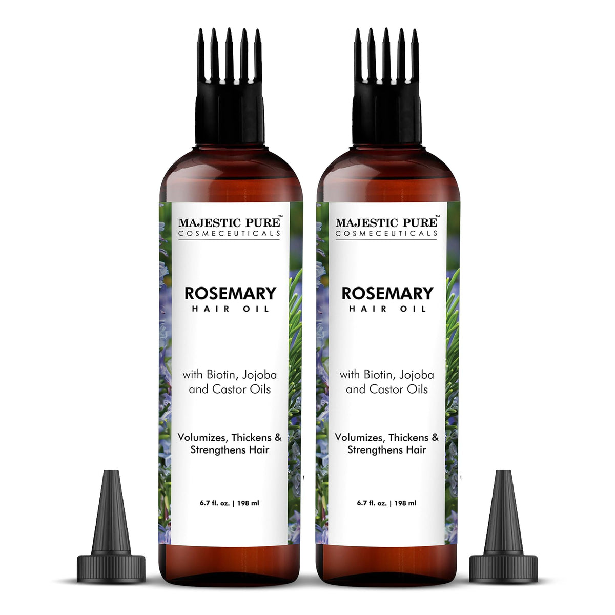 Majestic Pure rosemary oil bottle for hair growth and nourishment