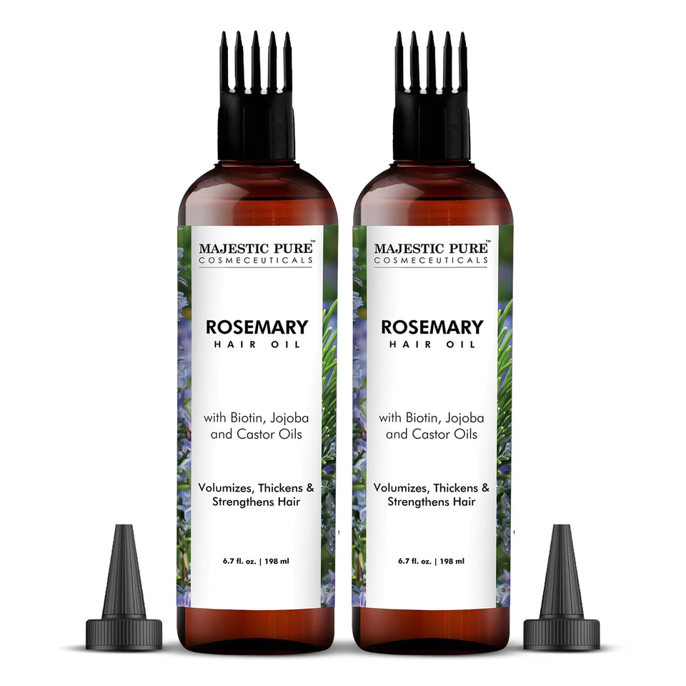 Majestic Pure rosemary oil bottle for hair growth and nourishment