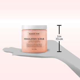 Product on bathroom counter with pink salt appearance.