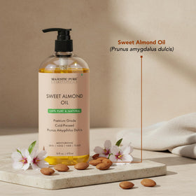 Majestic Pure Sweet Almond Oil hydration for skin care routine
