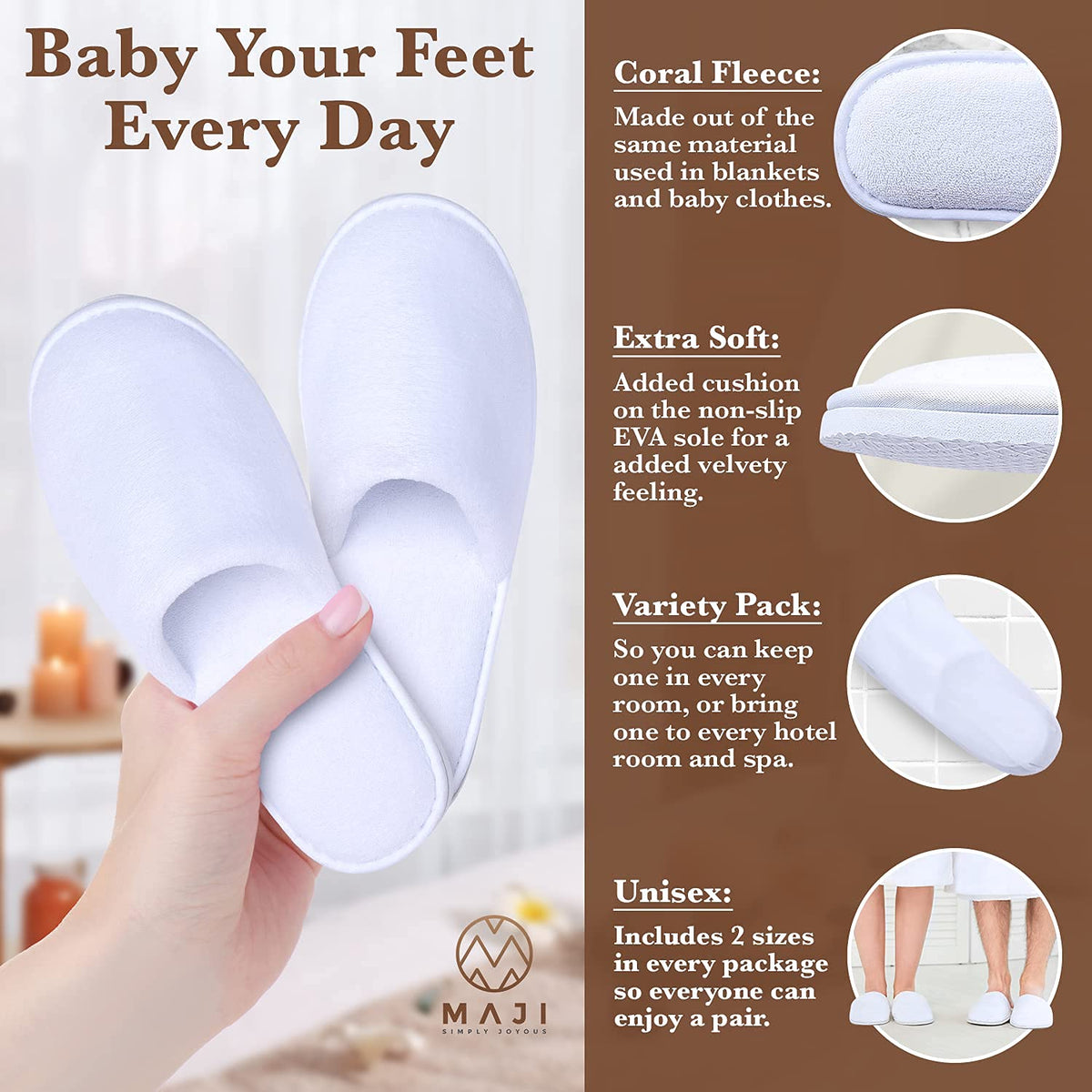 MAJI Simply Joyous washable disposable slippers for hygiene