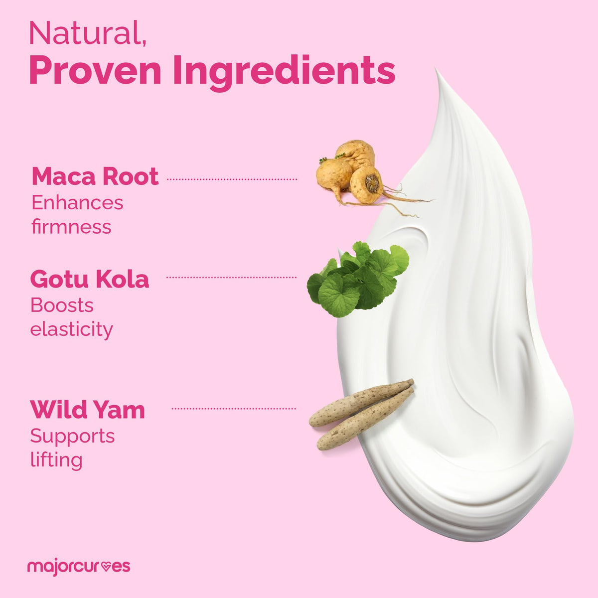 Major Curves Bust Booster applying portrait showcases quick-absorb formula in action.
