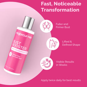 Major Curves Bust Booster cream swirl demonstrates smooth texture for easy daily application.