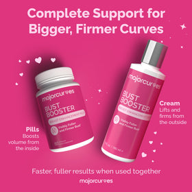 Major Curves Bust Booster wild yam component image suggests lifting and toning effects.