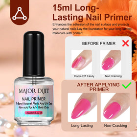 Major Dijit acrylic liquid, base, top coats, and primer for smooth, durable finishes.
