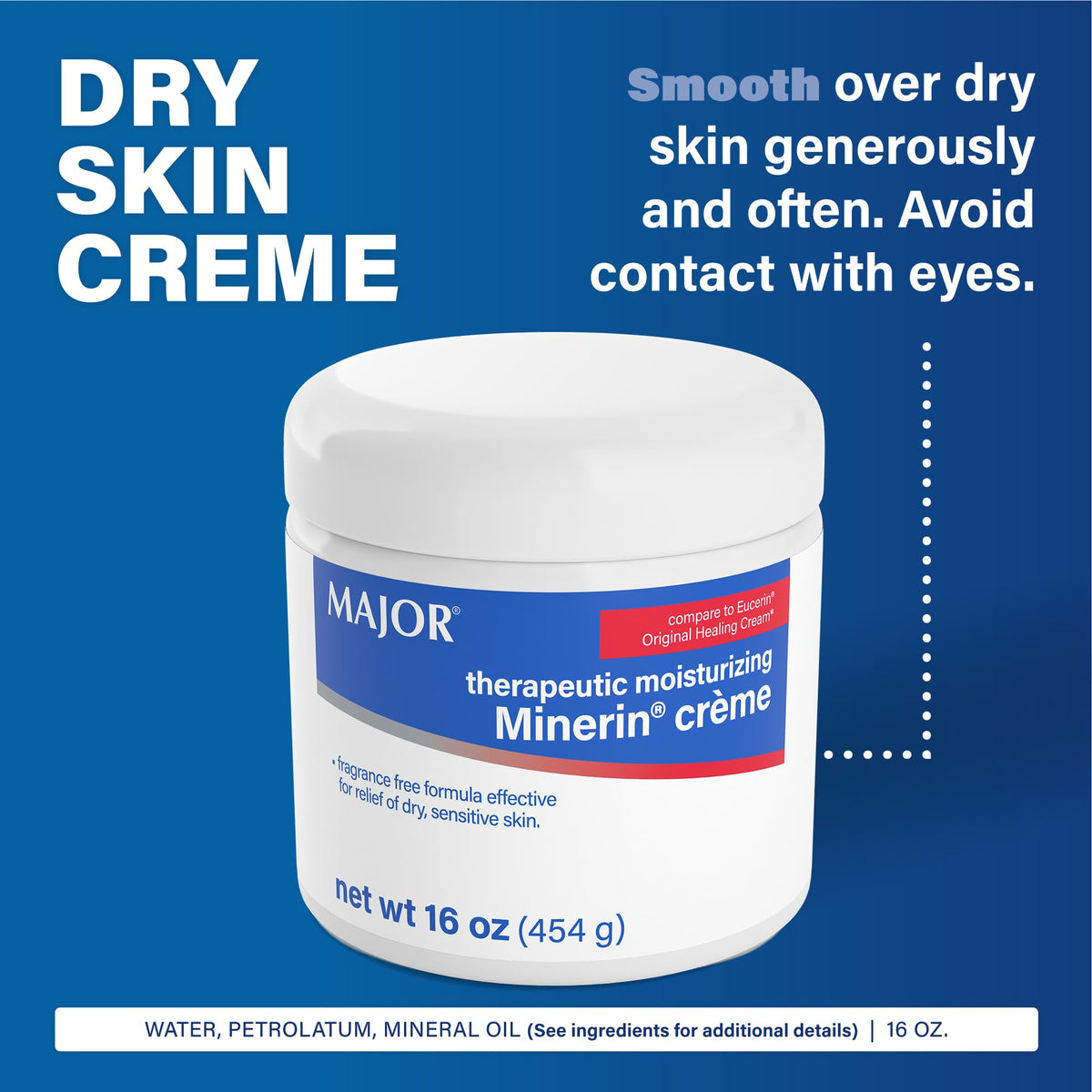 MAJOR Minerin Créme fragrance-free label signals a gentle, irritation-minimizing formula.