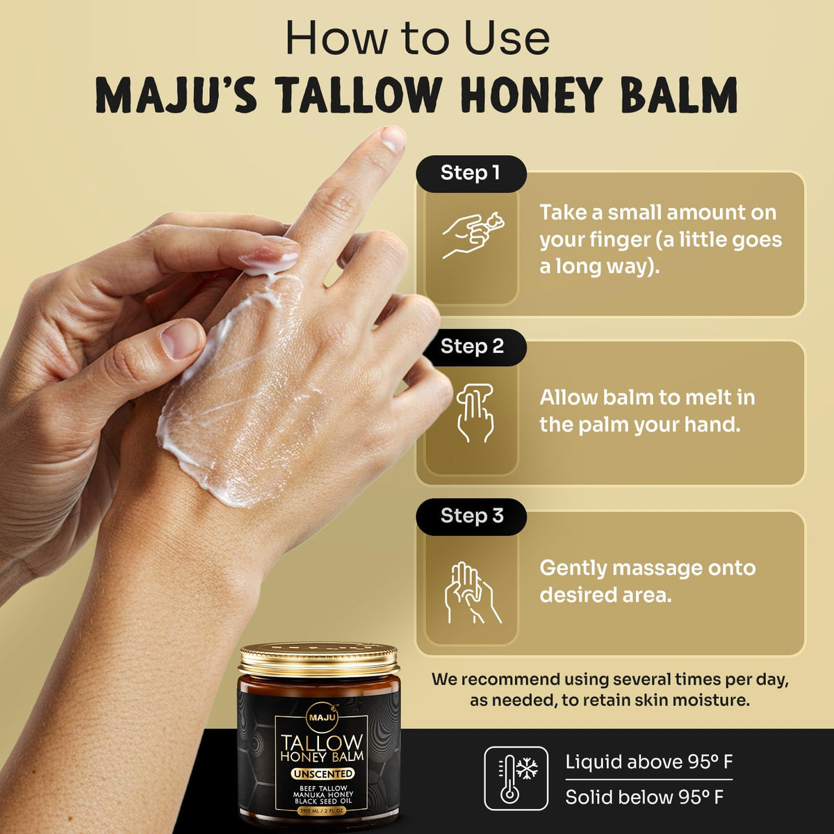 MAJU balm ingredients include grass-fed tallow and beeswax