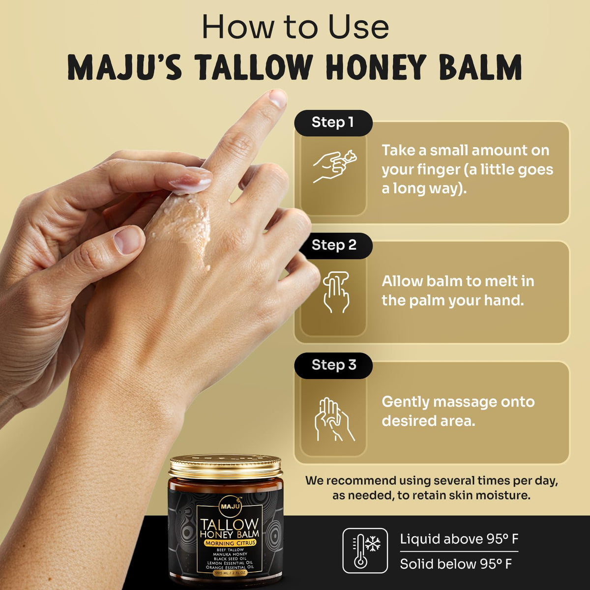 MAJU Balm beside natural ingredients of citrus and honey.