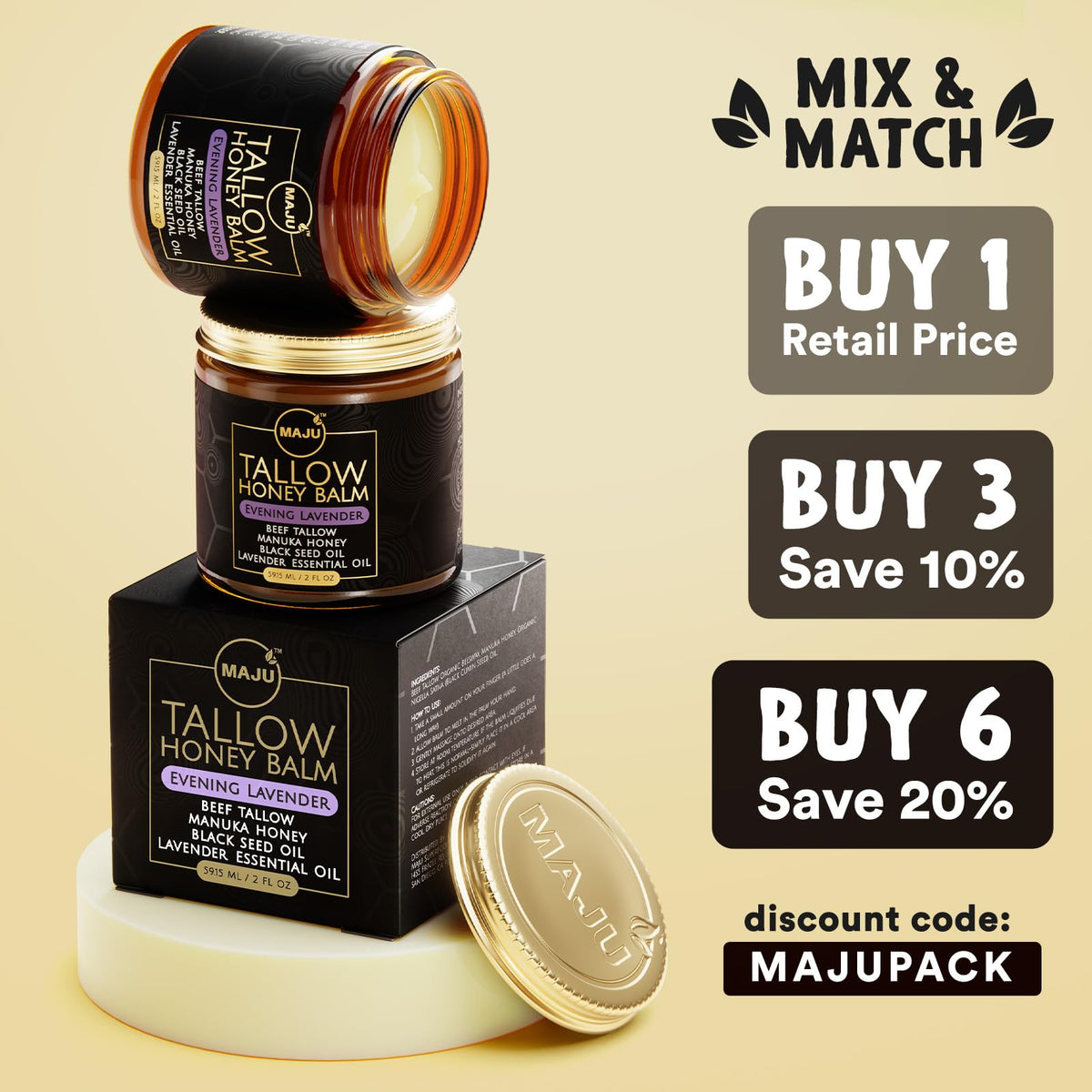 MAJU Tallow Honey Balm suitable for face and body hydration