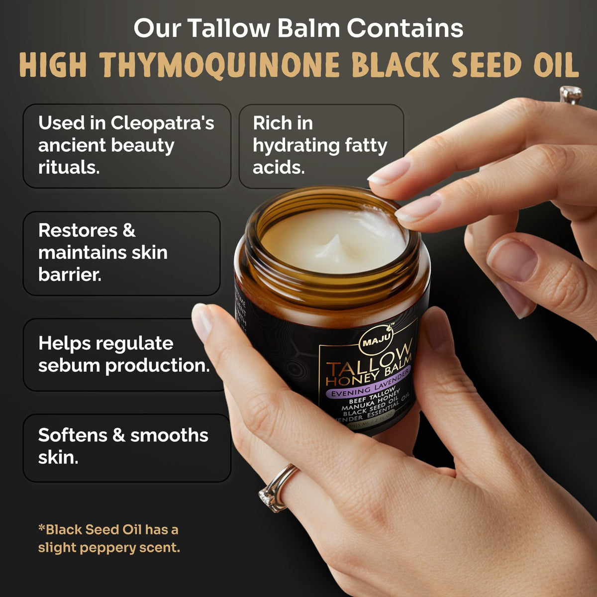 MAJU Tallow Honey Balm organic beeswax detail showing moisture retention