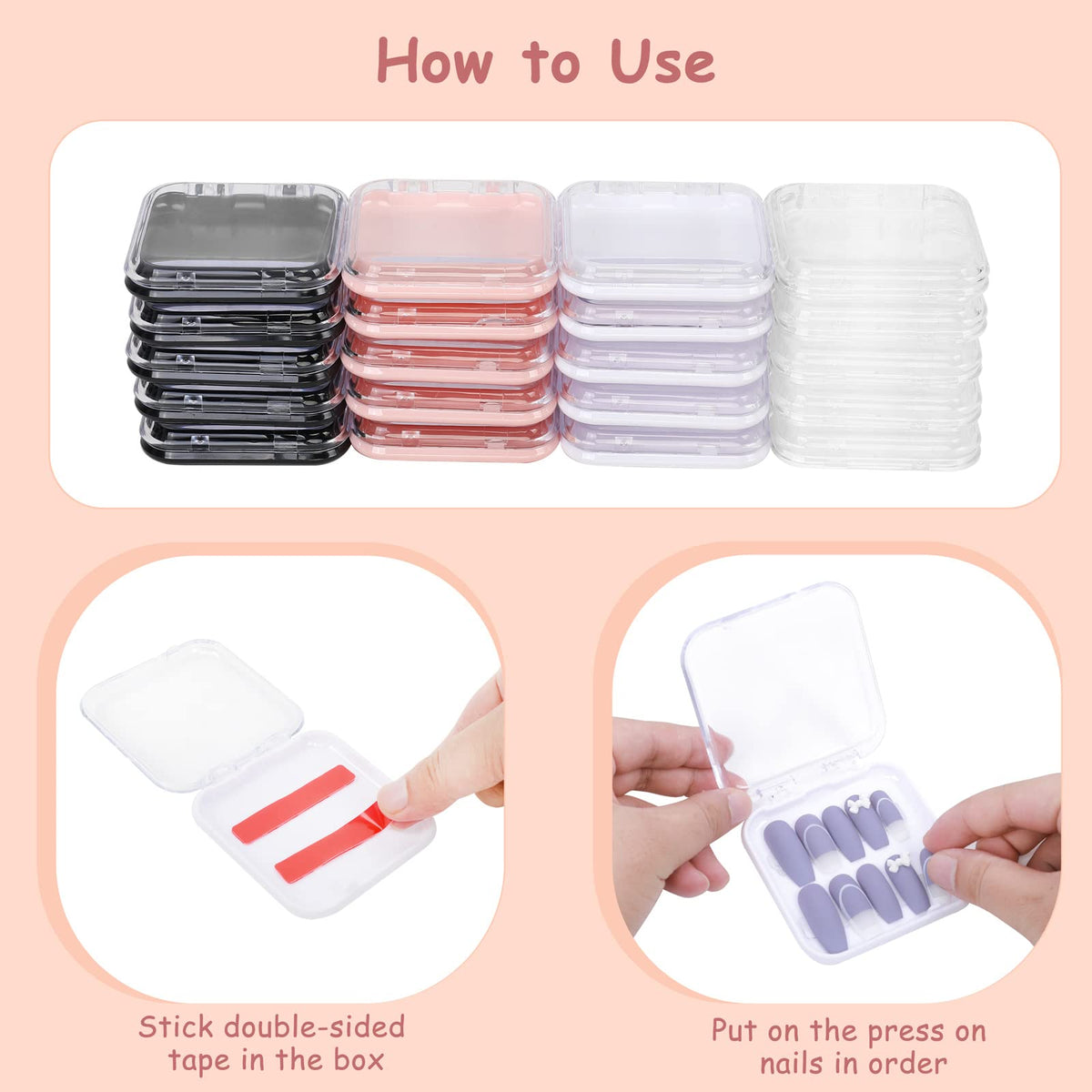 MAKALONE 60pcs double-sided adhesive tape included for quick nail placement.