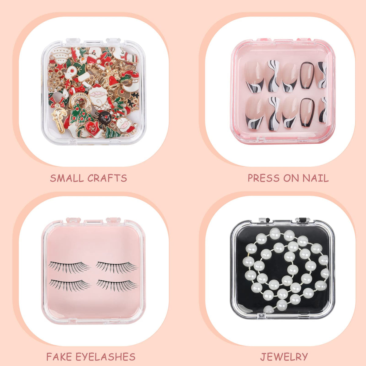 MAKALONE pink acrylic box for nail art storage and on-table display.