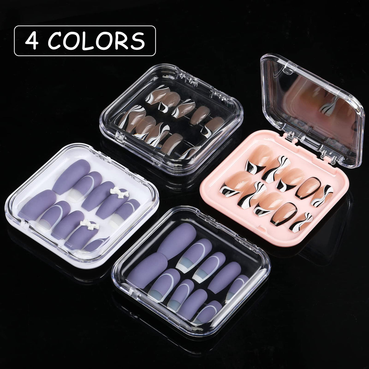 MAKALONE white nail display box, elegant storage solution for press-on nails.