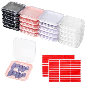 MAKALONE 20-pack nail packaging boxes in black, sturdy acrylic for secure nail storage.