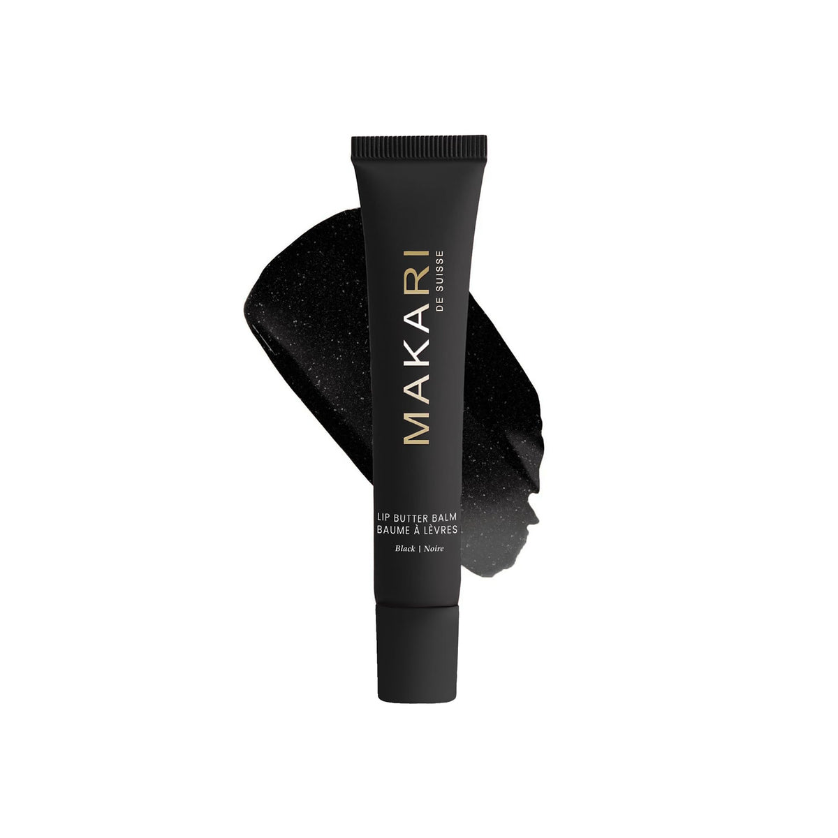 Makari Black Lip Butter Balm application showing a smooth glide for daily lip care