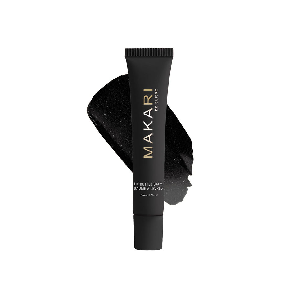 Makari Black Lip Butter Balm application showing a smooth glide for daily lip care