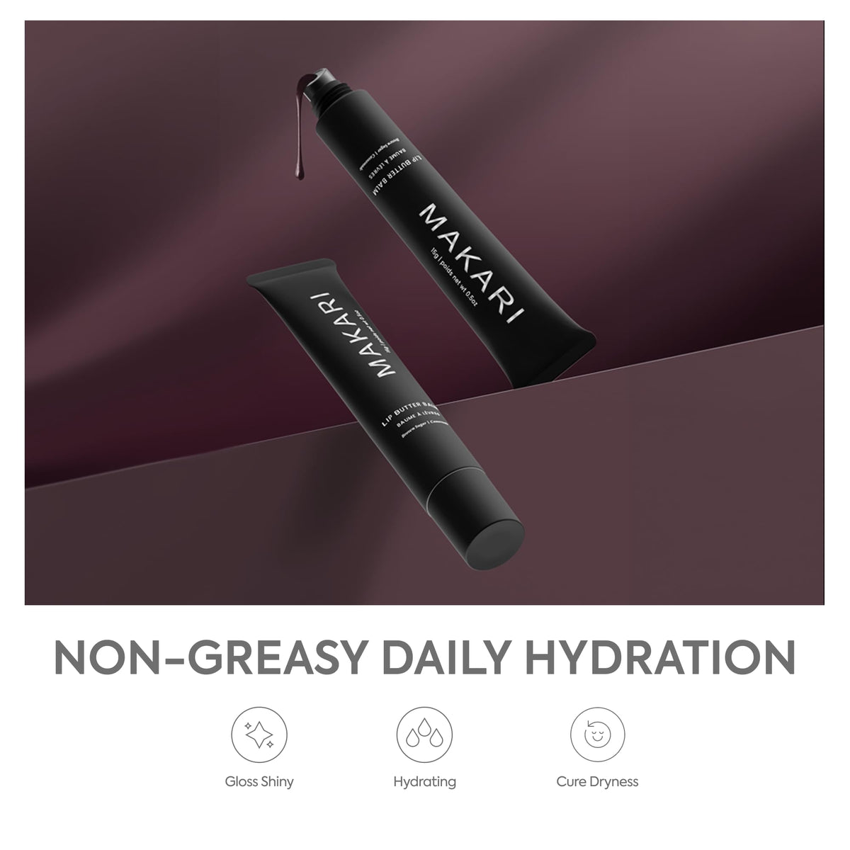 Makari Black Lip Butter Balm non-sticky formula provides light, comfortable wear
