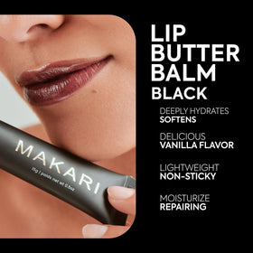 Makari Black Lip Butter Balm travel-size compact for on the go moisture