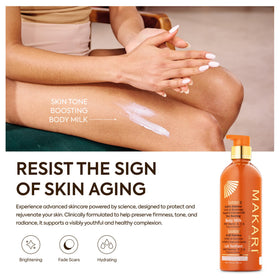 MAKARI Body Milk spread on skin highlights quick absorption
