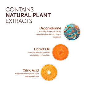 Makari ingredients visual highlighting carrot oil and bearberry extract