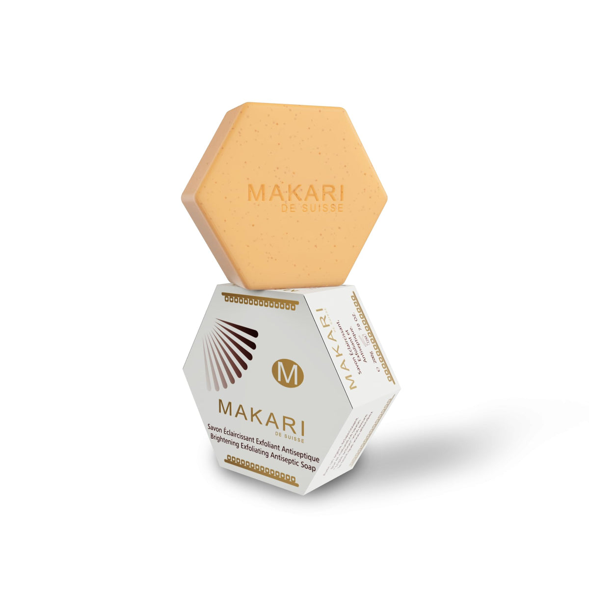 Makari Classic Exfoliating Antiseptic Soap bar closeup for radiant, clean skin