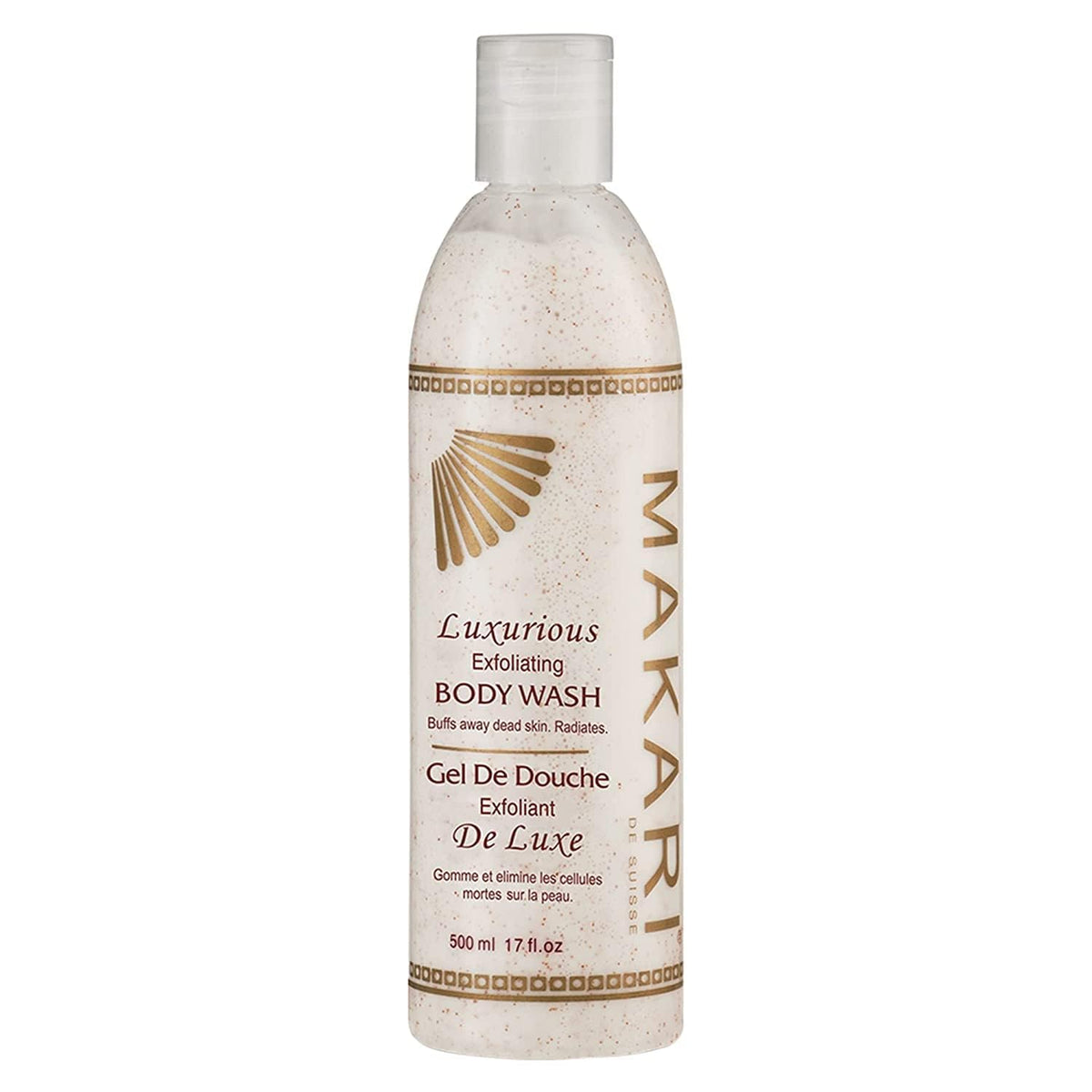 Makari Classic Exfoliating Body Wash bottle front for radiant skin.