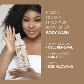 Makari Classic Exfoliating Body Wash creamy lather on hands.