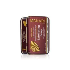 MAKARI Exclusive Active Intense Exfoliating Soap bar front view highlights cleansing and brightening potential