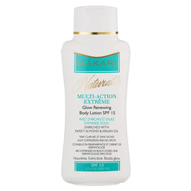 MAKARI Naturalle Extreme Body Lotion SPF15 bottle showing daily hydration benefits