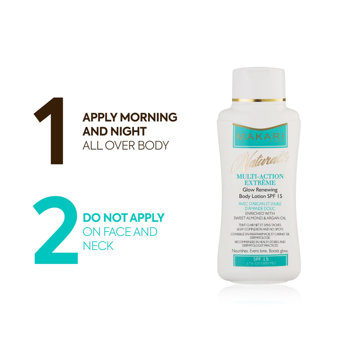 SPF15 protection from MAKARI Naturalle Extreme Body Lotion during daytime