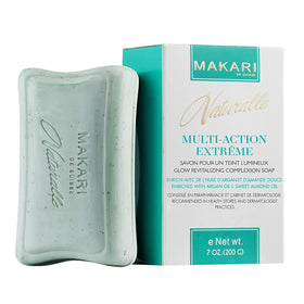 Makari Naturalle soap bar close-up texture showing a moisturizing formula.