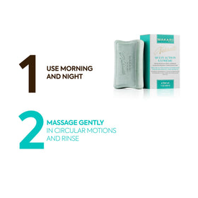 Makari Naturalle soap ingredients Vegeclairine close-up emphasizes botanical care.