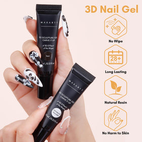 Makartt 3D Gel Noir bottle pour creates bold sculpted designs with no-wipe finish
