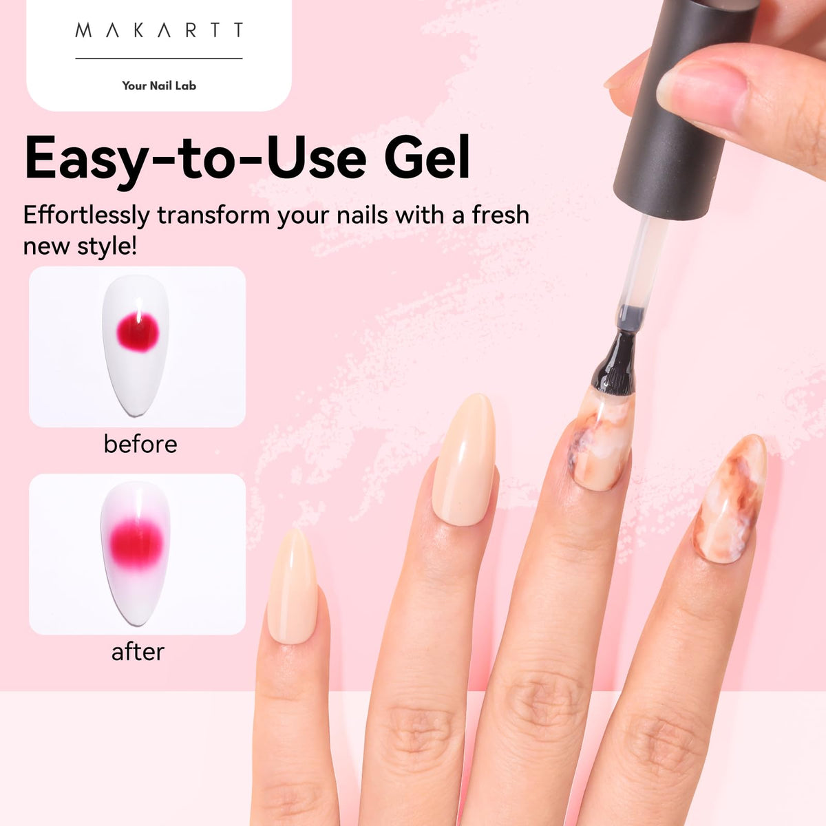 Makartt Blooming Gel-Watercolor look blends colors softly for gradients.