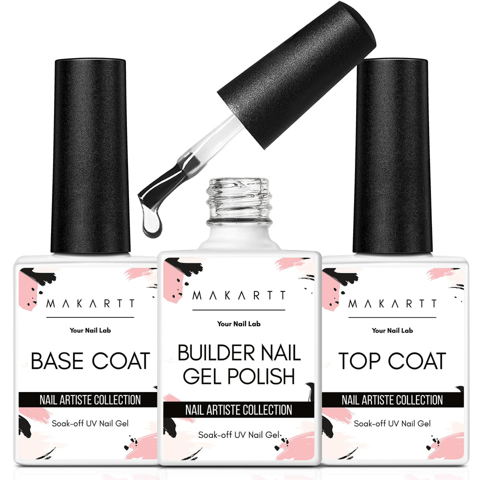 Makartt builder gel bottle in clear form for strong nail overlays and apex building
