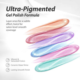 Makartt pink shimmer cat eye gel polish for soft, glowing nails.