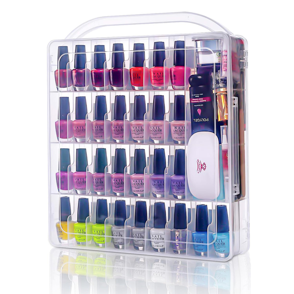 Makartt clear nail polish organizer lets you view every bottle at a glance.