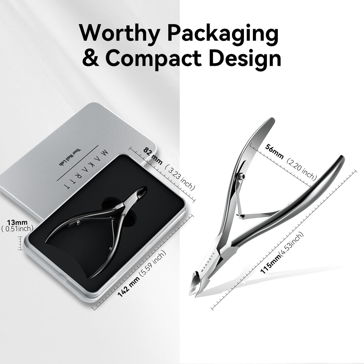 Makartt compact packaging for the cuticle nipper, gift-ready and store-safe