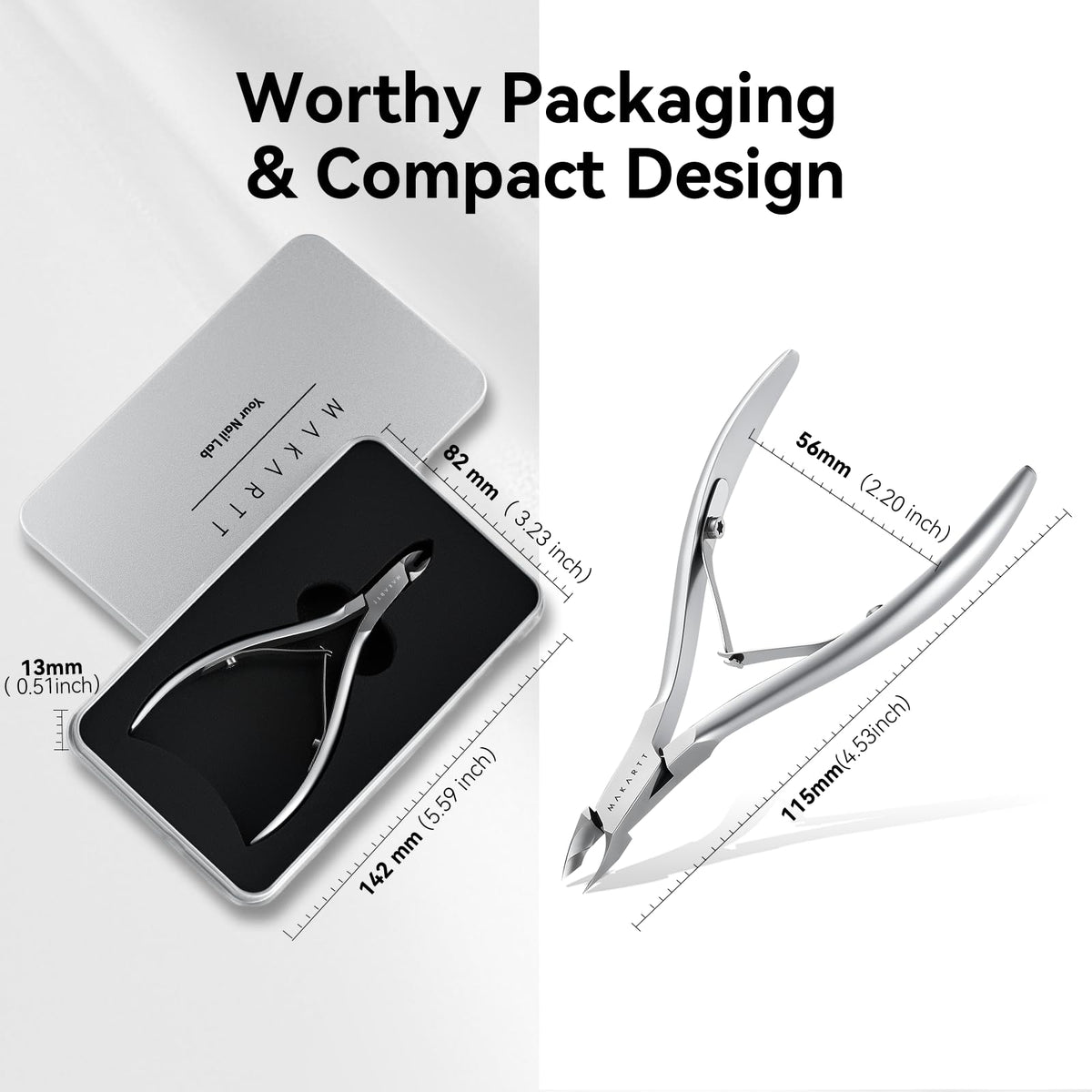 Makartt cuticle nipper ideal for salon use with compact packaging.