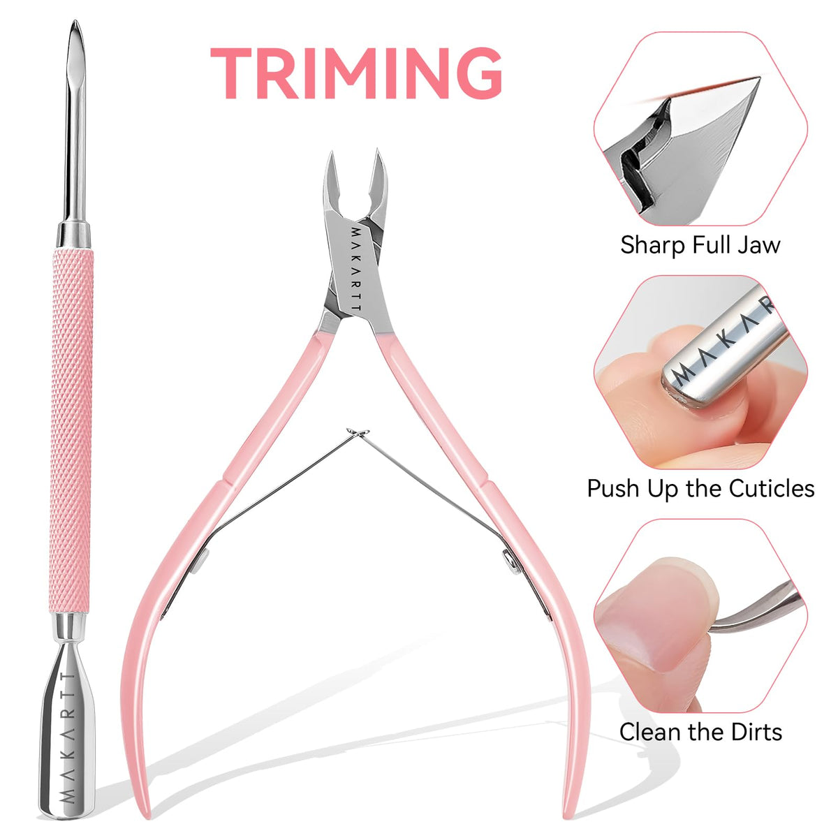 Makartt cuticle nipper in stainless steel delivers precise trimming