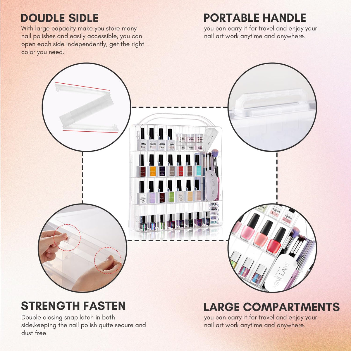 Makartt double-latch closure keeps bottles secure during movement.