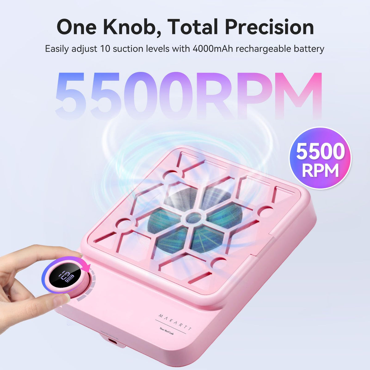 Makartt ERYNOS rechargeable battery enables cordless operation.