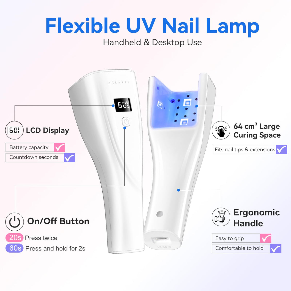 Makartt Flash Cure Nail Lamp travel-friendly design for on-the-go touch-ups